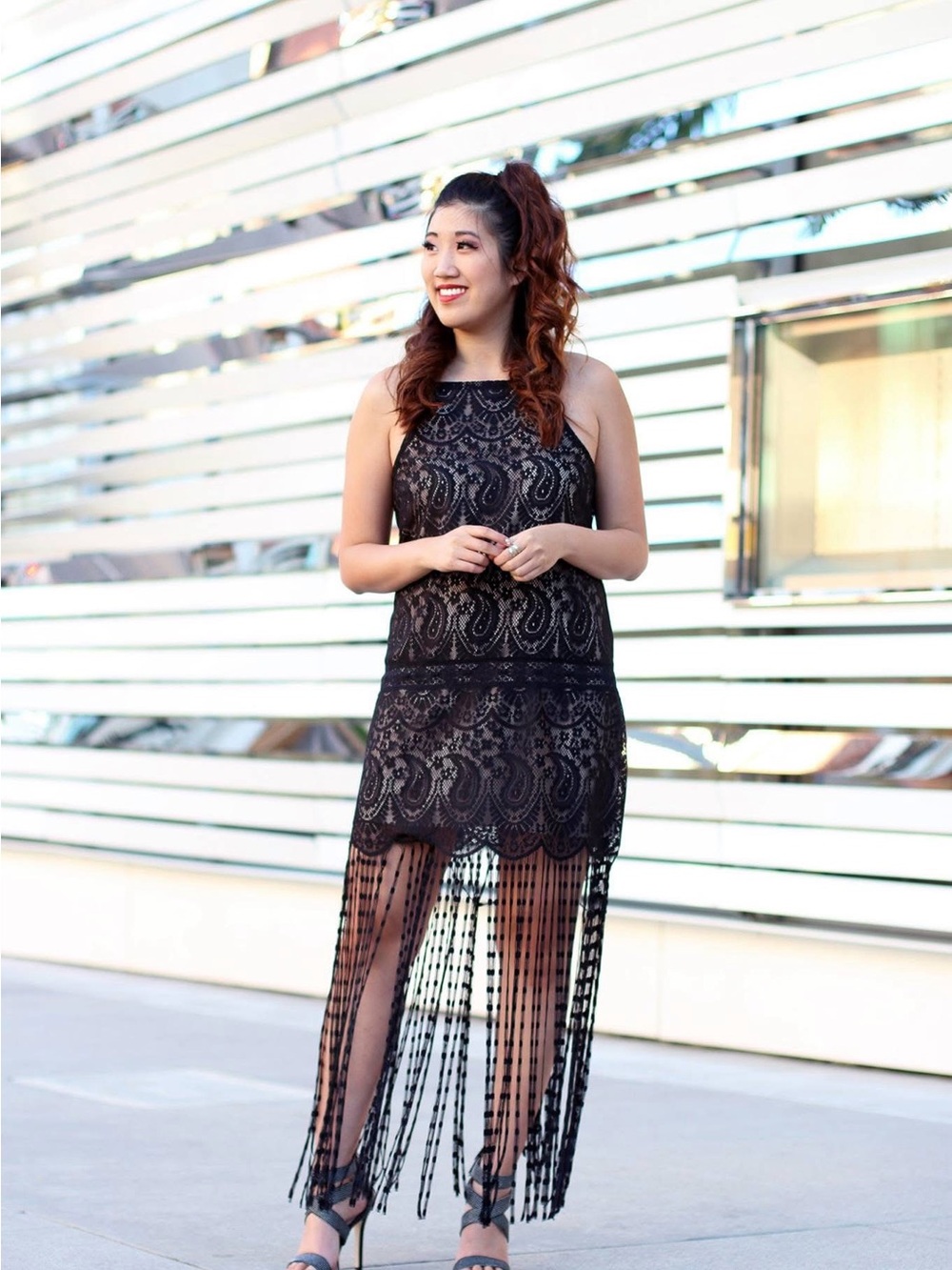 [LIKE 🆕] Nicole Miller: Black Lace Fringe Dress